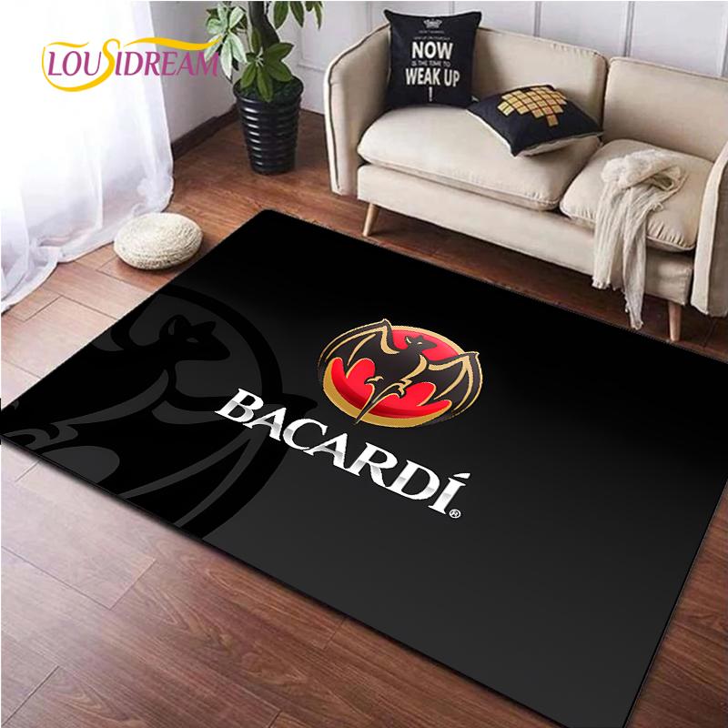 Bacardi Rum Logo Kreative Bereichsteppiche, Teppich für Wohnzimmer Schlafzimmer Heimdeko, Kinder Küche Badezimmer Rutschfeste Fußmatte Alfombra