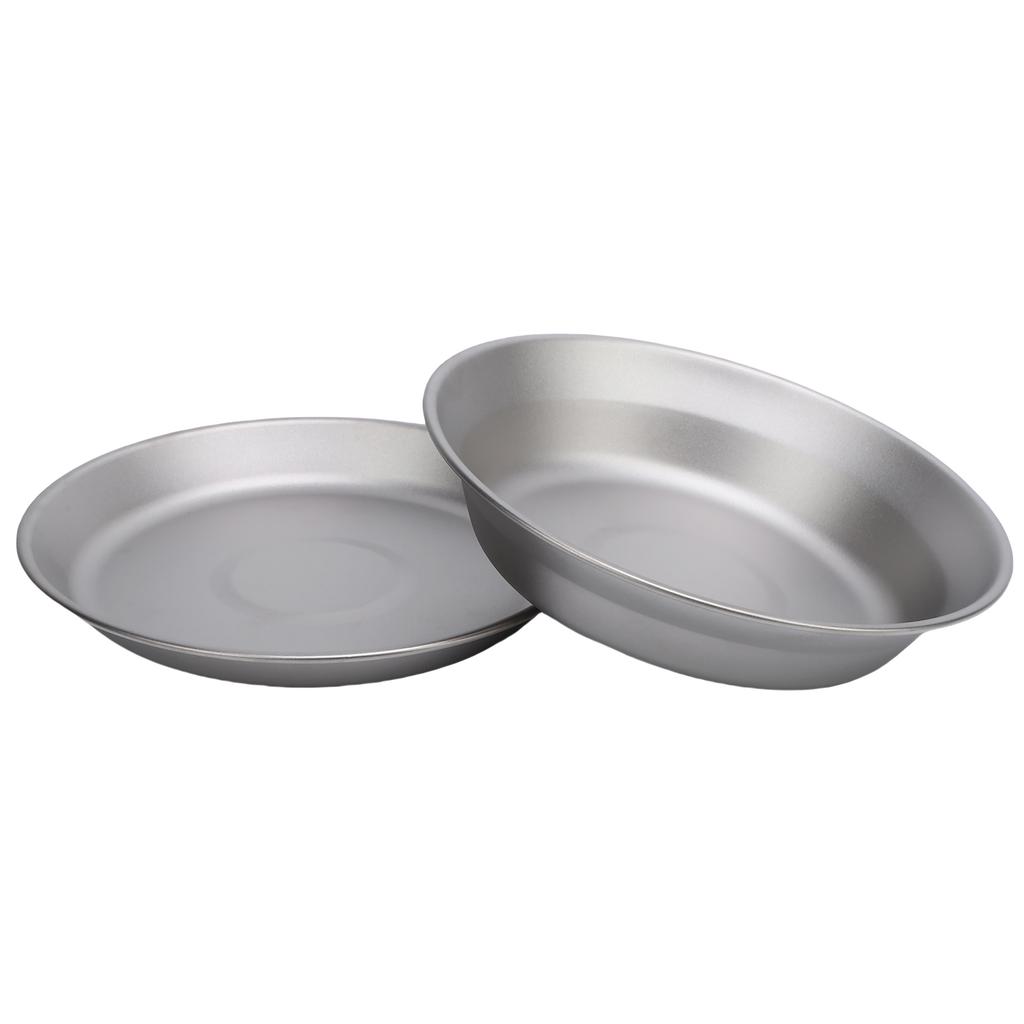 2pcs Ti Camping Plate 500ml and 300ml Ti Dish Cookware Outdoor Backpacking Plate for Outdoor Camping Hiking