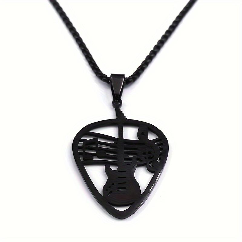 A Stylish And Unique Necklace Suitable for Both Men And Women, Featuring a Guitar Note Pendant, Perfect As a Gift for Music Enthusiasts.