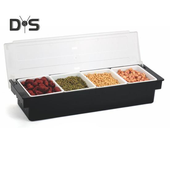 Kořenící krabička Ovocná zelenina Košík na koření s dávkovačem víka Plastový zásobník na zmrzlinu a salátový barový organizér pro restaurační potřeby