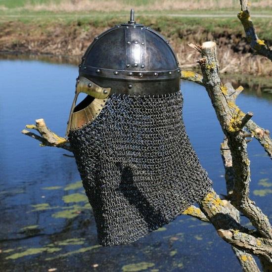 Norse  Helmet, Medieval Viking Helmet, Men's War Helmet with Carved Patterns, Medieval Helmet