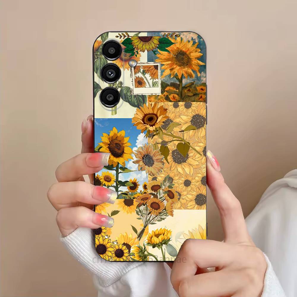 

Sunflowers Printed Phone Case For Samsung S25,24,21,22,23,S30,Ultra,S20,Plus,Fe,Lite,Note,S10,S9,Black Soft Shell SamsungS21ULTRA