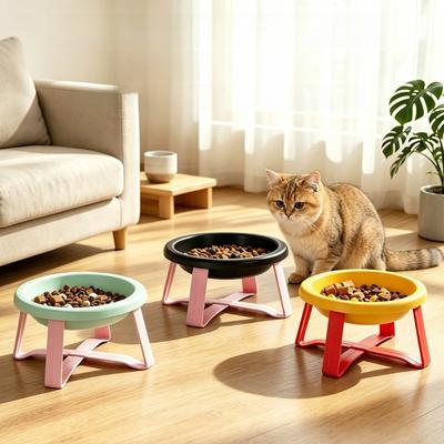Bissfeste Futterschale für Haustiere mit Ständer, Anti-Kipp-Schale, Langsam-Fütter-Schale, Katze und Hund