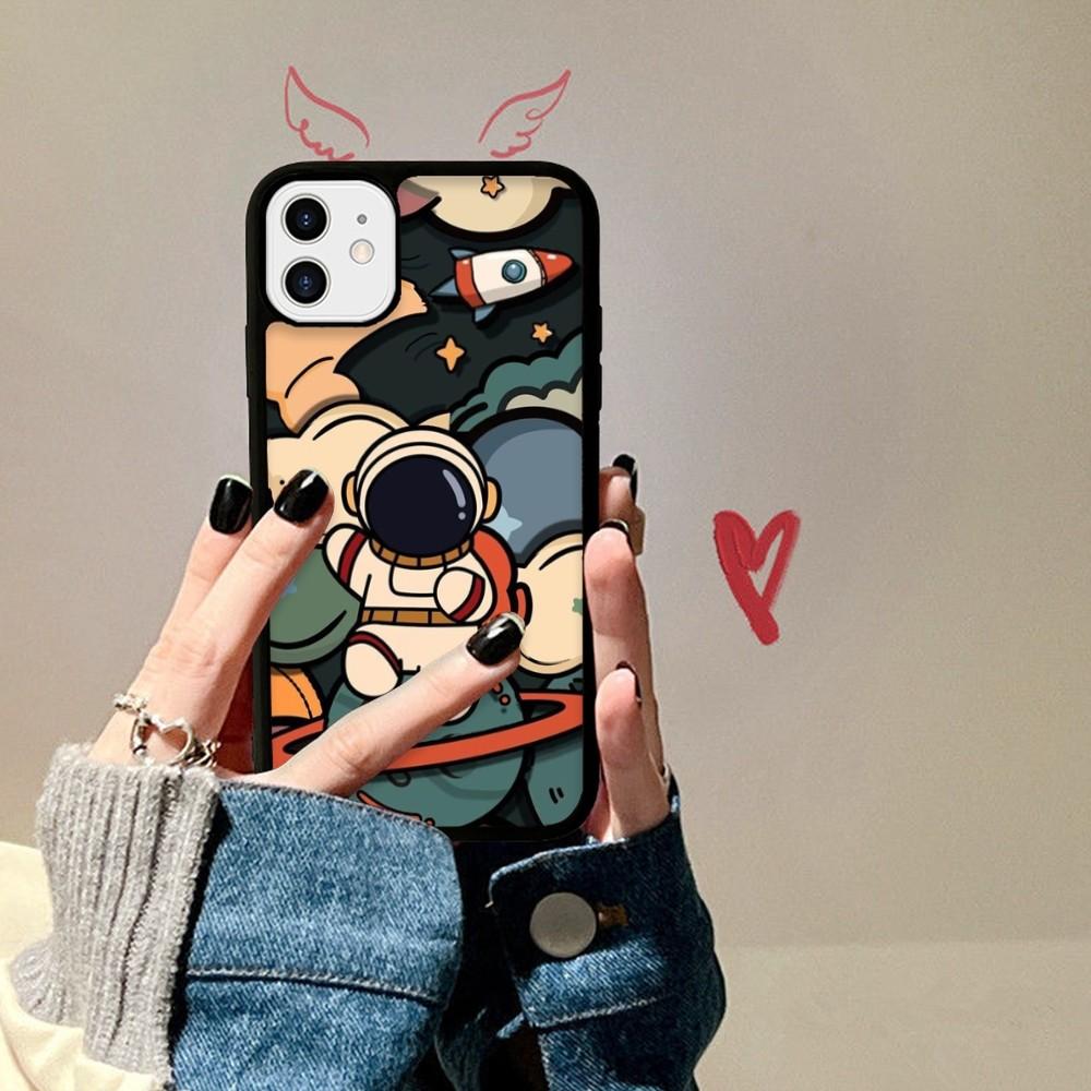 Cartoon Astronaut Handyhülle Silikon PC+TPU Für Für iPhone 11 12 13 14 15 16 Plus Pro Max Hülle