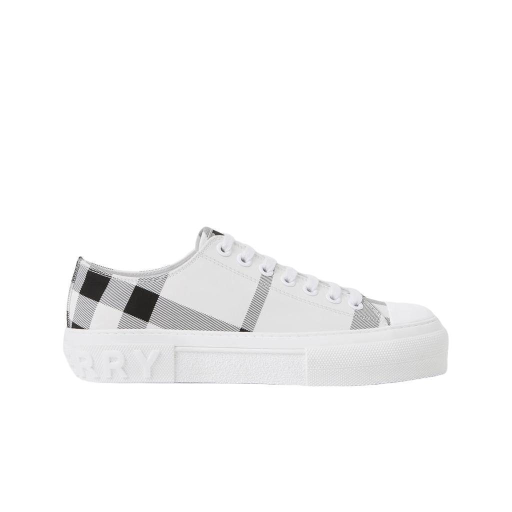 (w) Burberry Check Cotton Sneakers Black White
