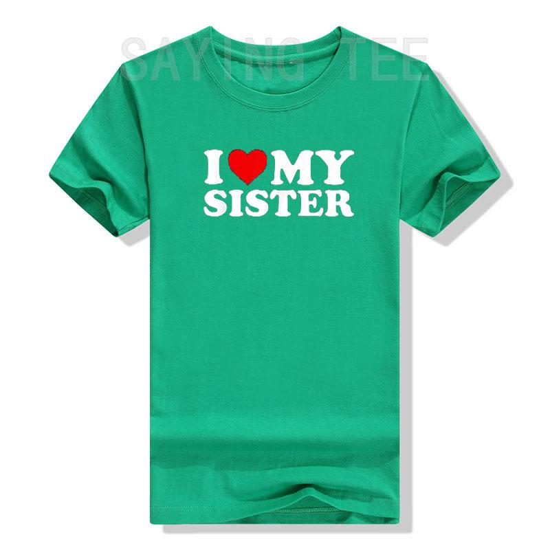 Ich Liebe Meine Schwester T-Shirt Ich Liebe Meine Kleine Schwester Grafik T-Shirt Oberteile Lustige Sprüche Buchstaben Gedruckte Outfits Familie Partnerlook Kleidung