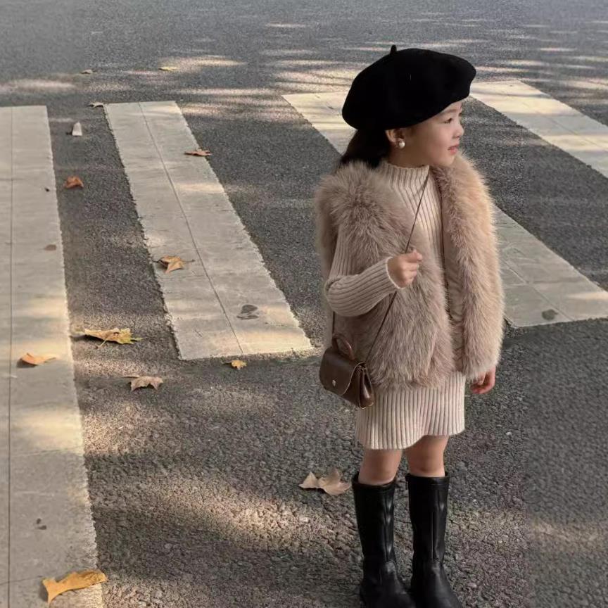 Children Korean Imitation Fur Vest for Autumn and Winter Versatile Top for Girls