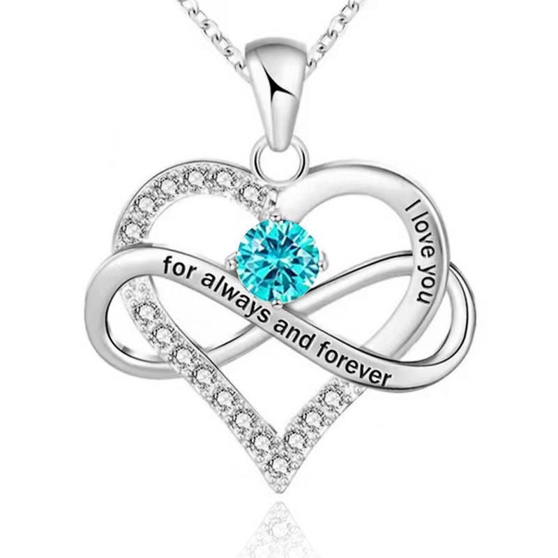 Sterlingsilber Zirkon Herz "Ich liebe dich" Halskette - Vielseitiger Modeschmuck