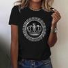 Women's Short-sleeved Loose and Fashionable T-shirt with Crown Print