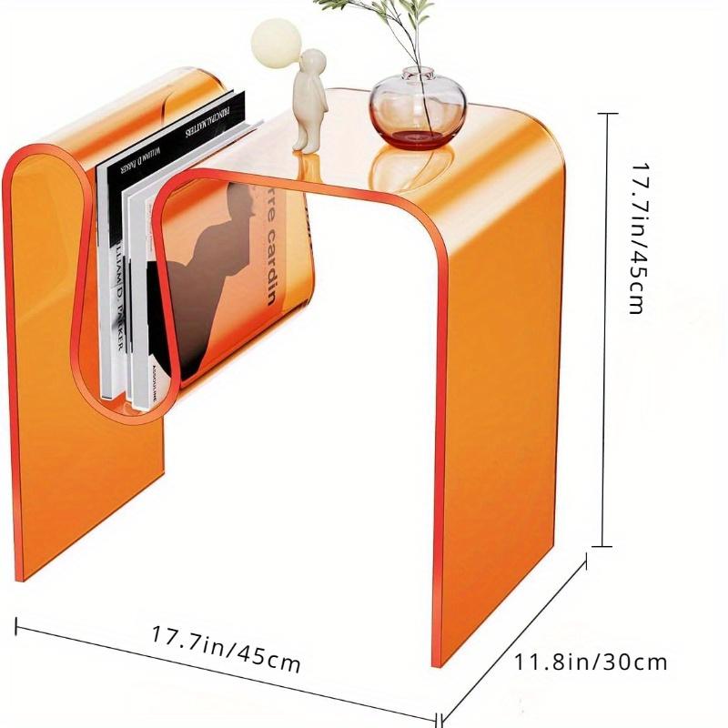 Glam Acrylic Side Table - Water-Resistant, Pedestal Base, M-Shaped, Multi-use as Small Coffee Table- Stylish & Modern Furniture