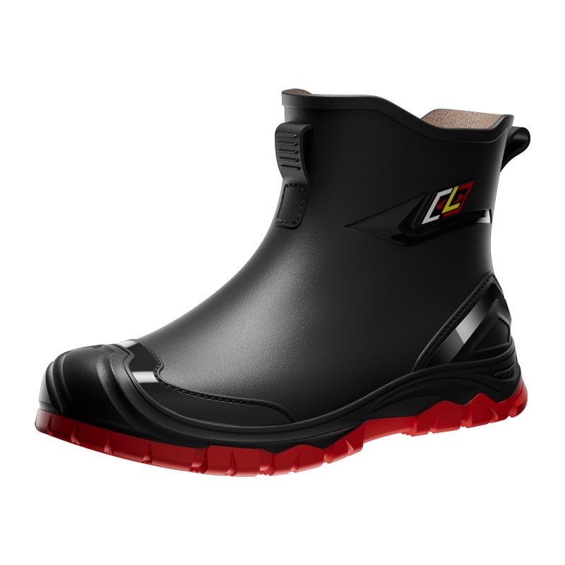 New Men's Rain Shoes Low-top Water Shoes Wear-resistant and Warm Rain Boots Short Tube Fishing Waterproof and Non-slip Rubber Shoes