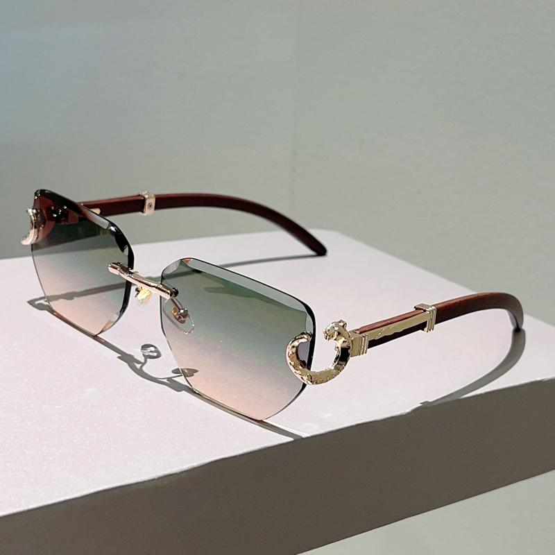 Rimless Vintage Sunglasses  Mew Fashion Gradient Luxury Brand Design Shades Women Trendy Stylish Decor Sun Glasses