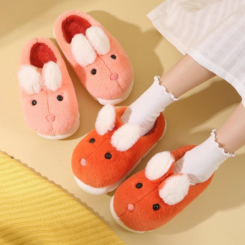 Cotton slippers female cute autumn and winter indoor home plush new thick-soled children's slippers home S