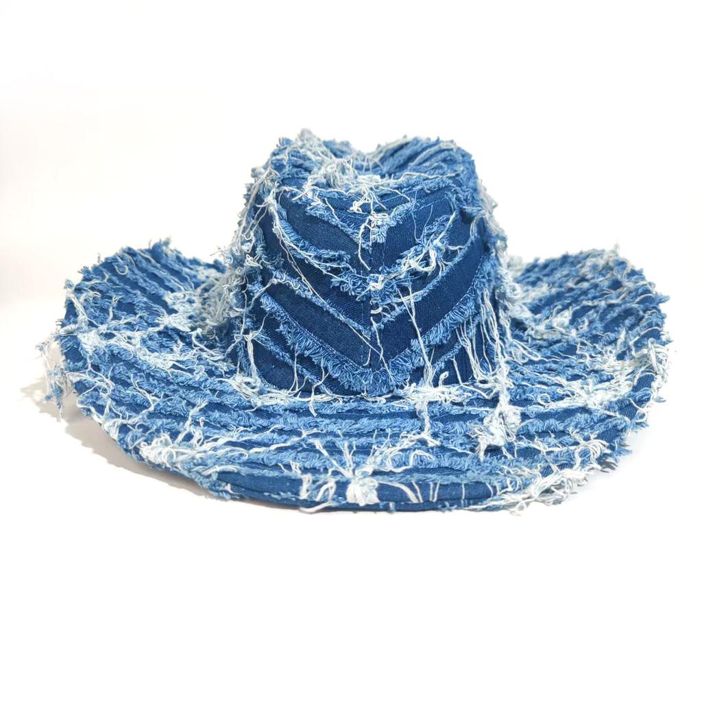 Western Cowboy Hat Spring And Autumn Retro Rough Edge Hat Women'S Outdoor Sunshade Sun Protection Bucket Hat Men