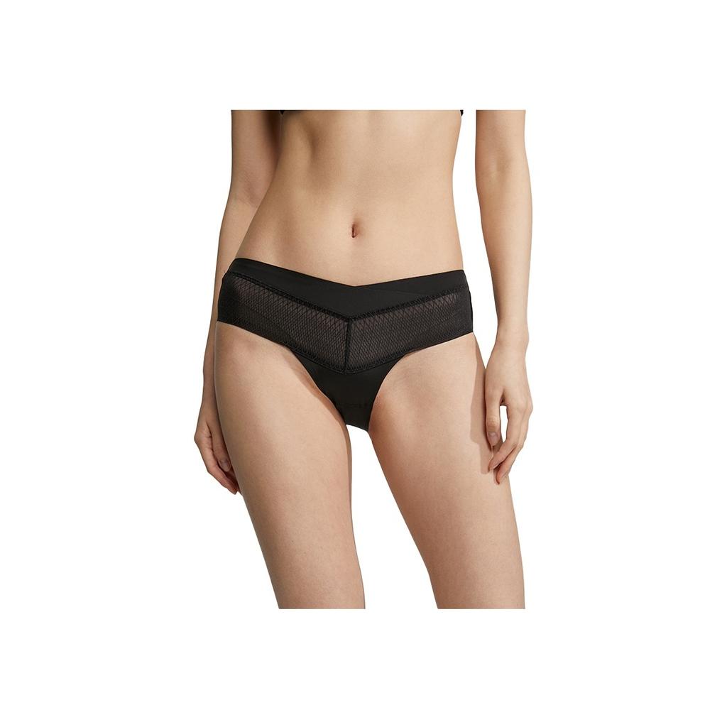Calvin Klein Ck Sexy Lace Panel Smooth High Elastic Anti-Chafing Half Coverage Triangle Underwear Women underwear Space-Black QF7158AD-UB1