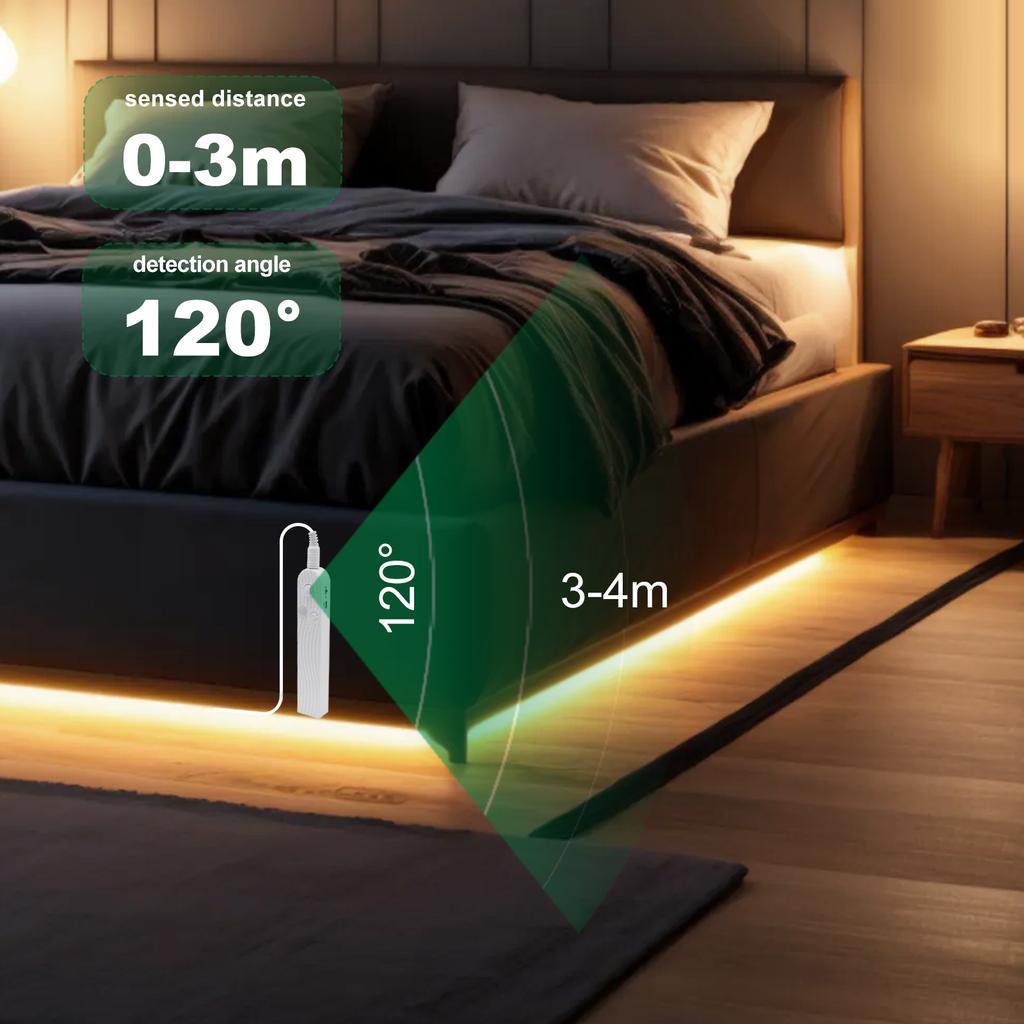 DC5V COB LED Strip with PIR Motion Sensor Battery Box 8MM 320Leds/m Flexible Ribbon Tape for Room Decor 3000K 4000K 6000K