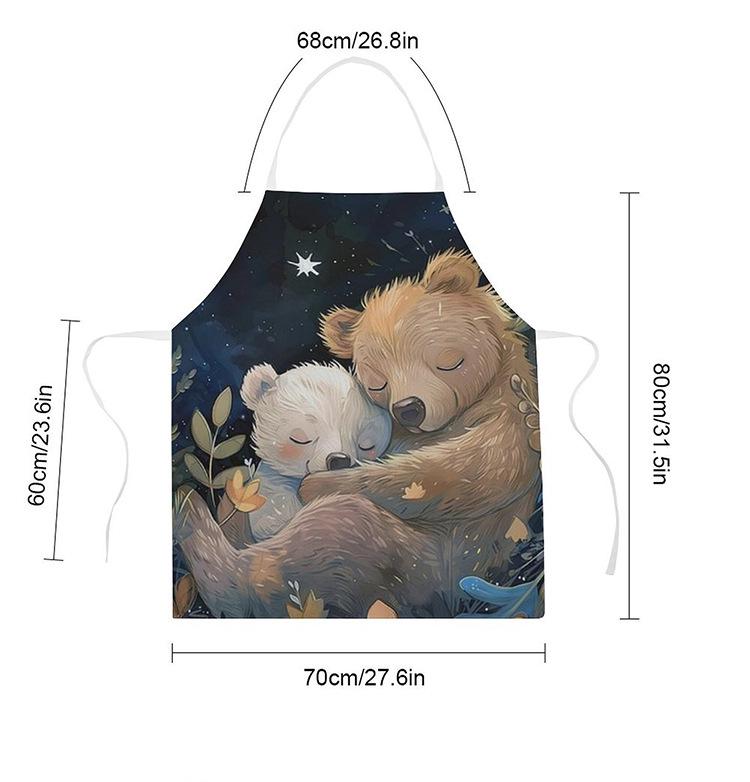 Anpassad plyschbjörntryckt köksförkläde i polyester