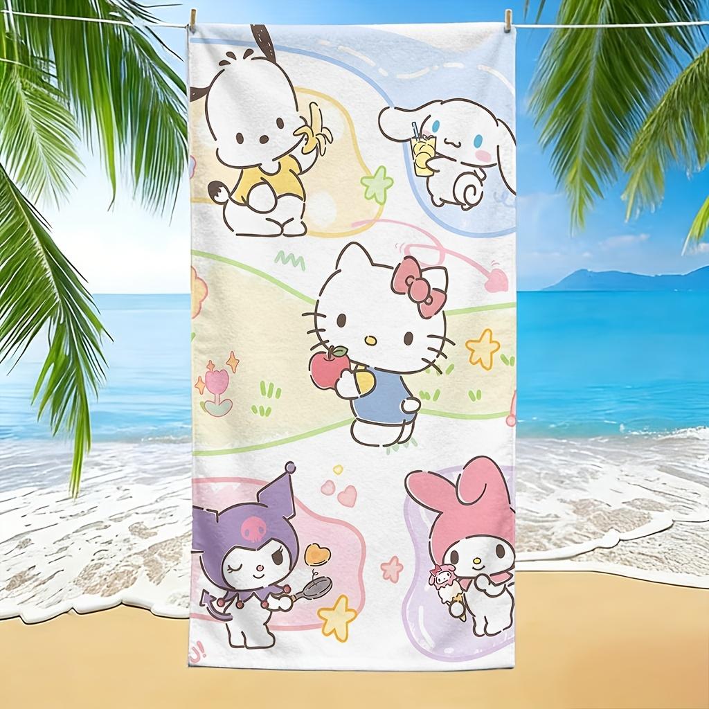 Sanrio Friends Beach Towel Single Sided 2D Print Cute Soft Beach Towel Beach Pool Bathroom Towel Cheerful Gift for Kawaii Lovers