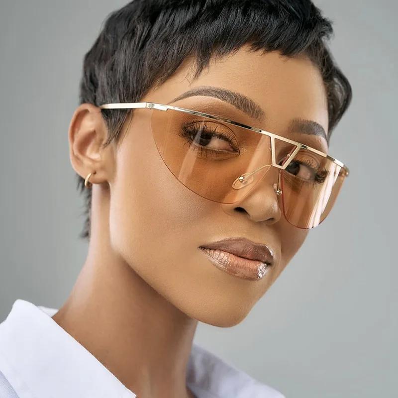 Metal Half Rimless Sunglasses Women For Men Vintage Sun Glasses Steampunk Popular Outdoor Skiing Luxury Brand Design Shades