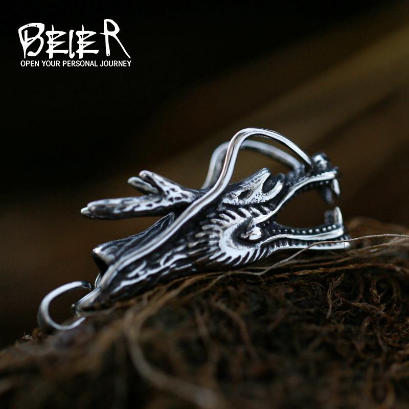 

BEIER 316L Stainless Steel Viking Dragon Pendant Skull Ghost Punk Necklace High Quality Wholesale