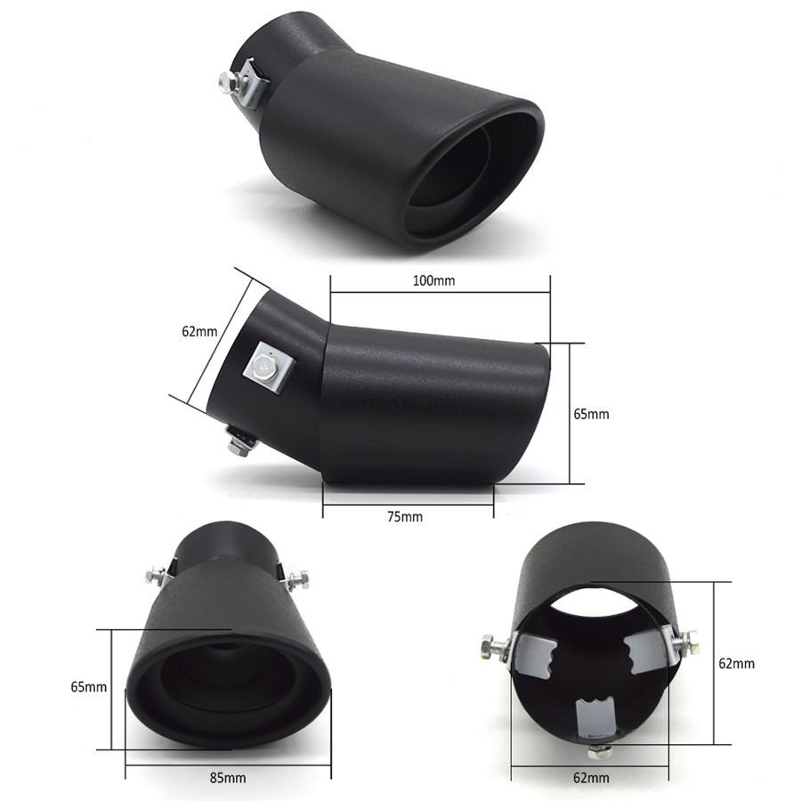 

New Black 62MM Stainless Steel Automobiles Exhaust Pipe Tip pipe Tail Muffler Cover