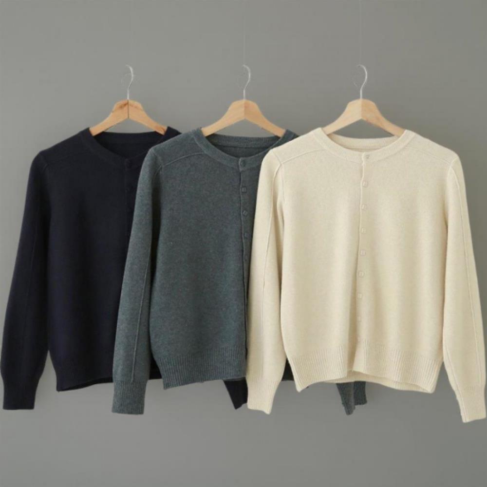 New Arrivals Open Run Women Lovely Square Button Cut Round Neck Daily Cardigan