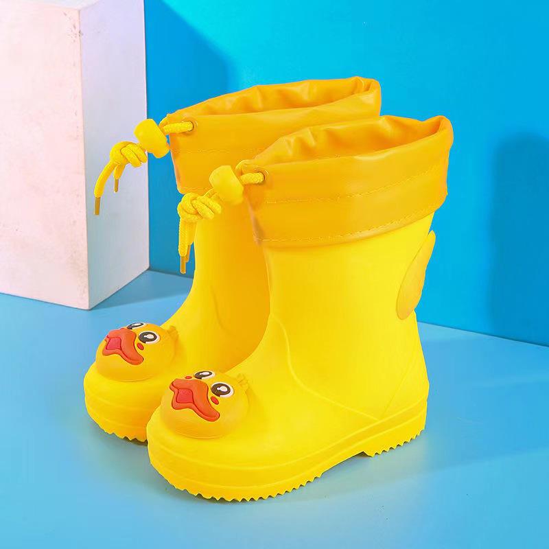 Kids' Non-slip Waterproof Cartoon Rain Boots with Drawstring