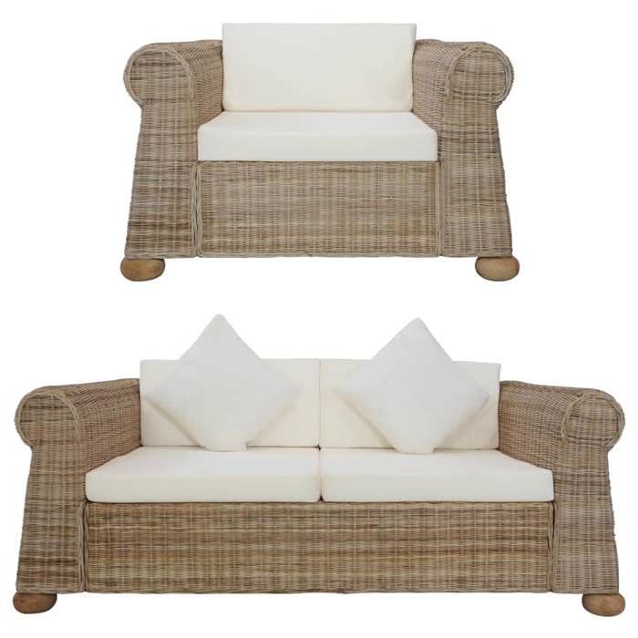 VidaXL 2-Piece Sofa Set with Cushions Living Room Sofa Set Lounge Office Bedroom Home Interior Rattan 278601