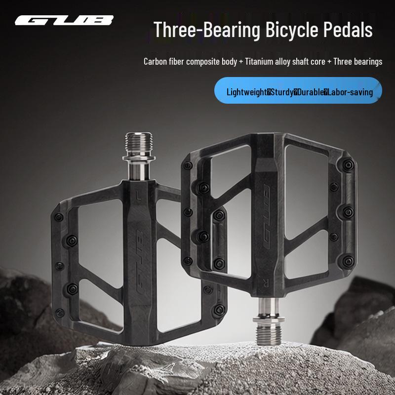 GUB GC-072 Carbon Fiber Pedals: Mountain/Road Bike Anti-Slip Titanium Alloy with Triple Bearings.
