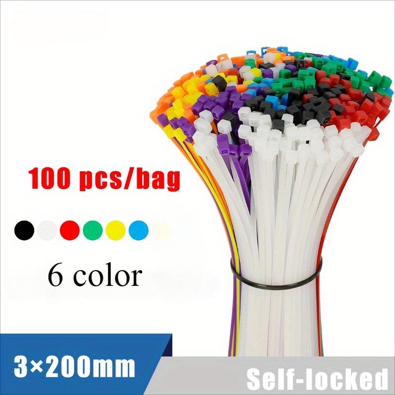 2.5×200mm Size 100Pcs/Bag Multicolor Slef-Locking Nylon Cable Tie Quickly Bundle Plastice Loop Wire Wrap Zip ties