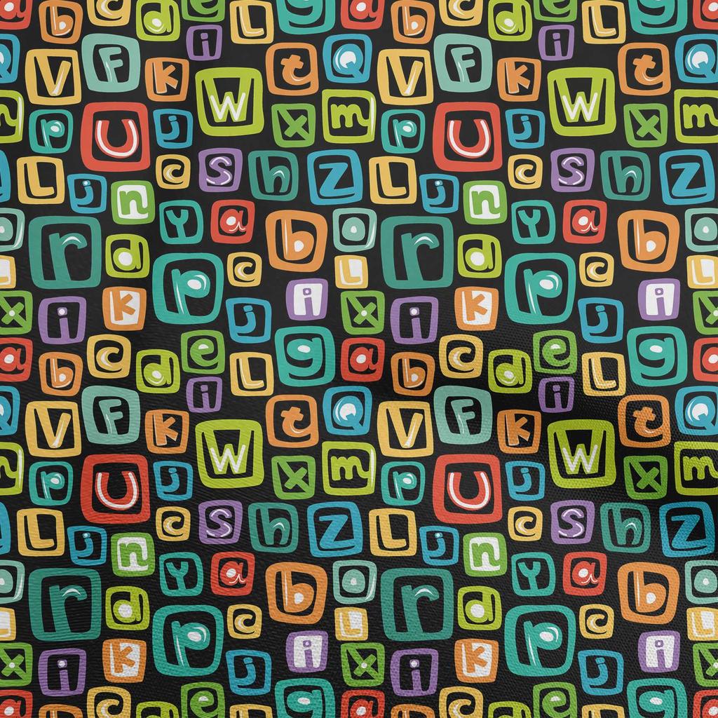 oneOone Cotton Flex Dark Beige Fabric Kids Alphabet Diy Clothing Quilting Fabric Print Fabric By Yard 40 Inch