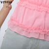 VONDA Damen Träger Neckholder Ärmellos Rüschen Rückenfrei Tanktops Camisole
