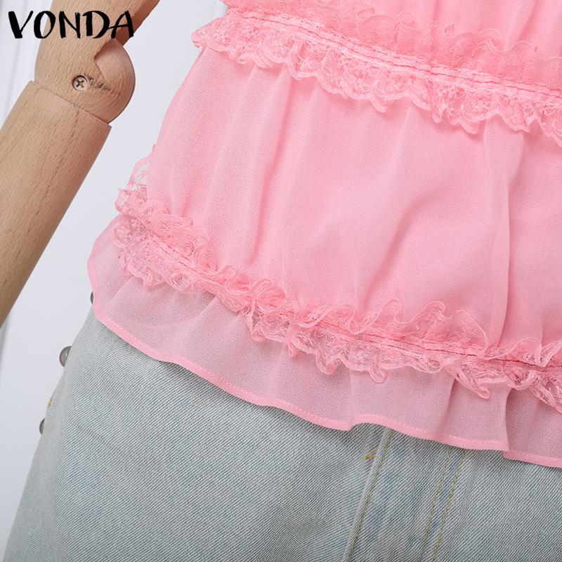 VONDA Damen Träger Neckholder Ärmellos Rüschen Rückenfrei Tanktops Camisole