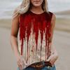 Women's Round Neck Casual Sleeveless Halloween Printed Vest T-Shirt Top