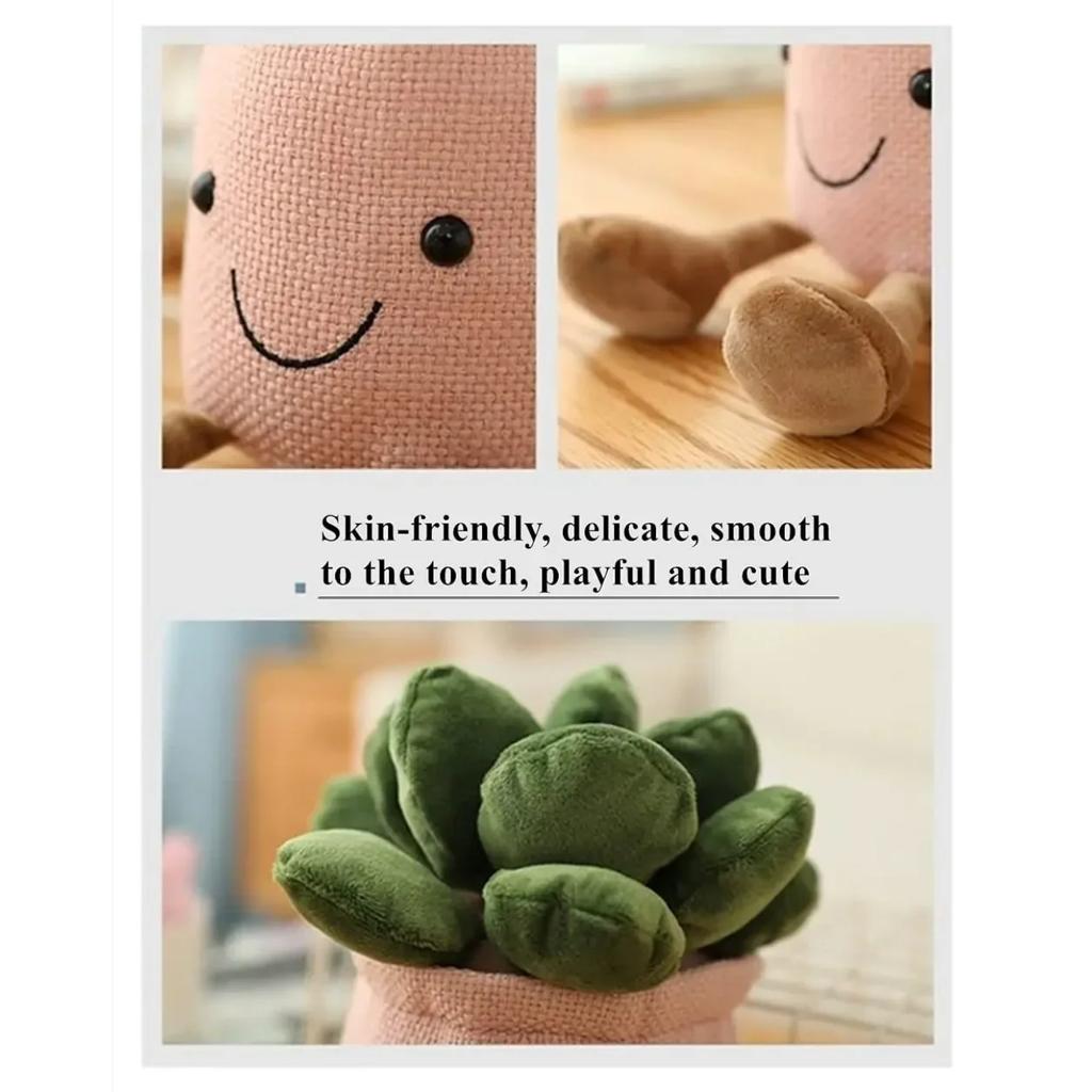 Tulip Plush Toy 9 Inch Flower Pot Stuffed Plushie Pillow Decoration Soft Fluffy Toy Succulent Plants Friend Throw Pillow