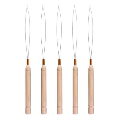 5 sztuk/zestaw Drewniana rączka Mikropierścienie Pętla Narzędzie Metalowe Przedłużanie Włosów Pętla do Tworzenia Peruk