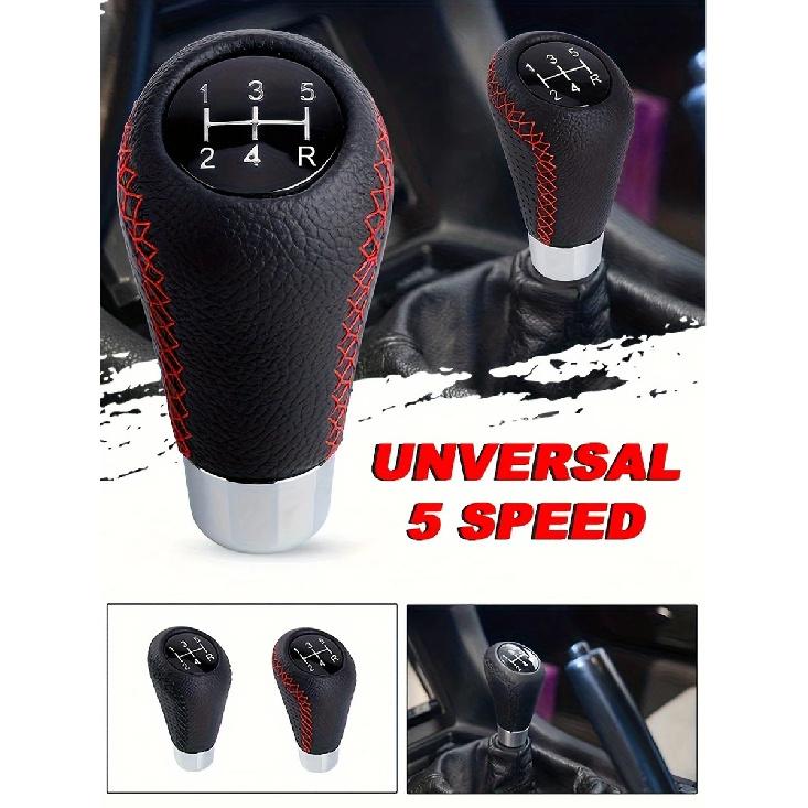Universal 5 Speed Manual Leather Red Stitch Gear Shift Knob Car Gear Stick Shift Knob Lever Manual Transmission M8 M10 M12