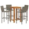 VidaXL Ensemble de bar de jardin 5 pcs gris bois massif acacia rotin, table et chaises de bar d'extérieur, ensemble de 3295277