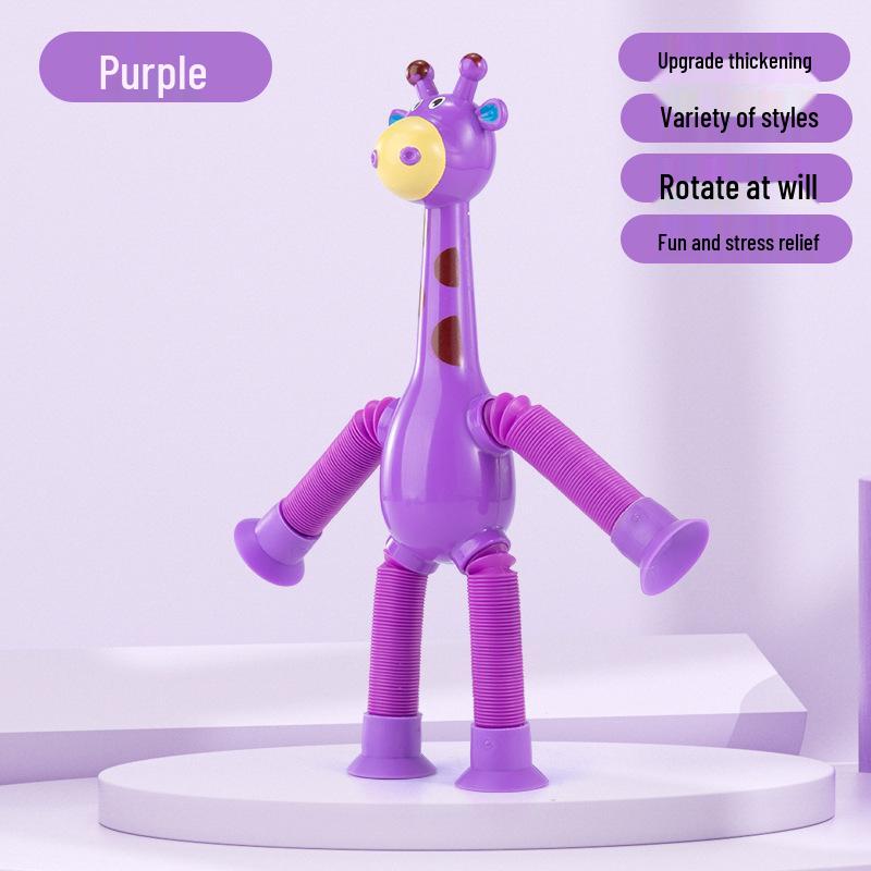 Luminous Giraffe Suction Cup Telescopic Tube - Educational & Decompression Toy for Children