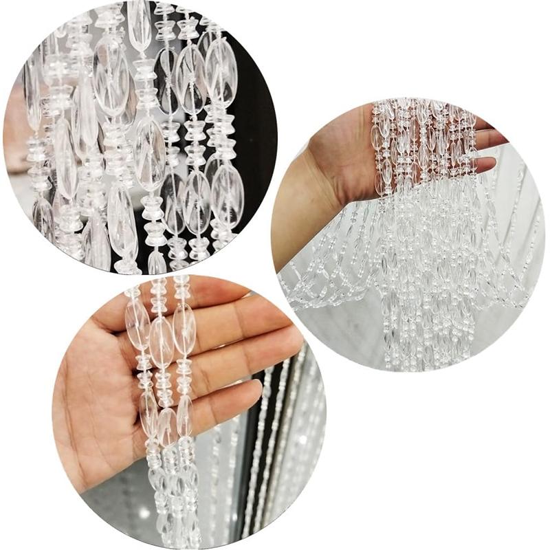 WTEMPO Cortinas de Contas Divididas Transparentes Claras Portas Cortinas de Contas Penduradas Cortinas de Cordão de Contas Borla Cortinas de Contas Divisória de Ambiente Decorações de Tela