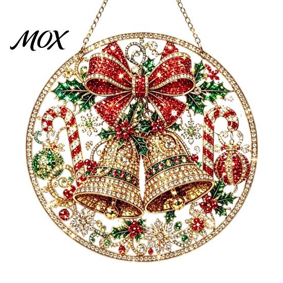 DIY Hanging Decor for Adults Christmas Faux Diamond Art Ornament Kit, Santa Angel Sun Catcher Acrylic Stress Free Creative Hobby Round Board, 3D Bead