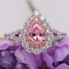 Eisblume Rosa Herzförmiger Roter Turmal Vollbesetzt mit Diamanten, Einfacher Damenring, Handschmuck