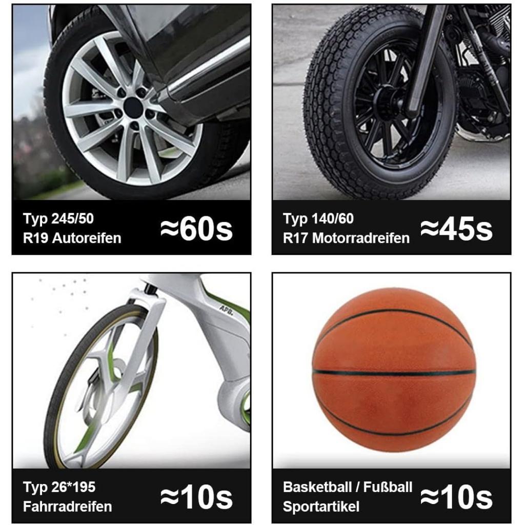 Pompă de aer electrică Baterie de 6000 mAh Mini compresor portabil Pompă electrică de 150 PSI cu afișaj digital și iluminare de urgență pentru motociclete, mașini