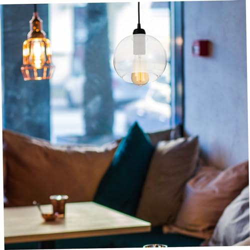 Cabilock Lantern Shade, Spherical Glass Pendant Light Shade, Transparent Light Cover, E26, Ceiling Light, Hanging Light, Bedroom, LED Compatible, No I