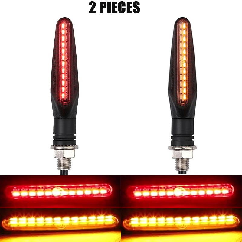 New Motorcycle 24LEDs High Bright Amber Turn Signal Indicator Light Front Rear White Day Running Light Flowing Red Brake Lamps