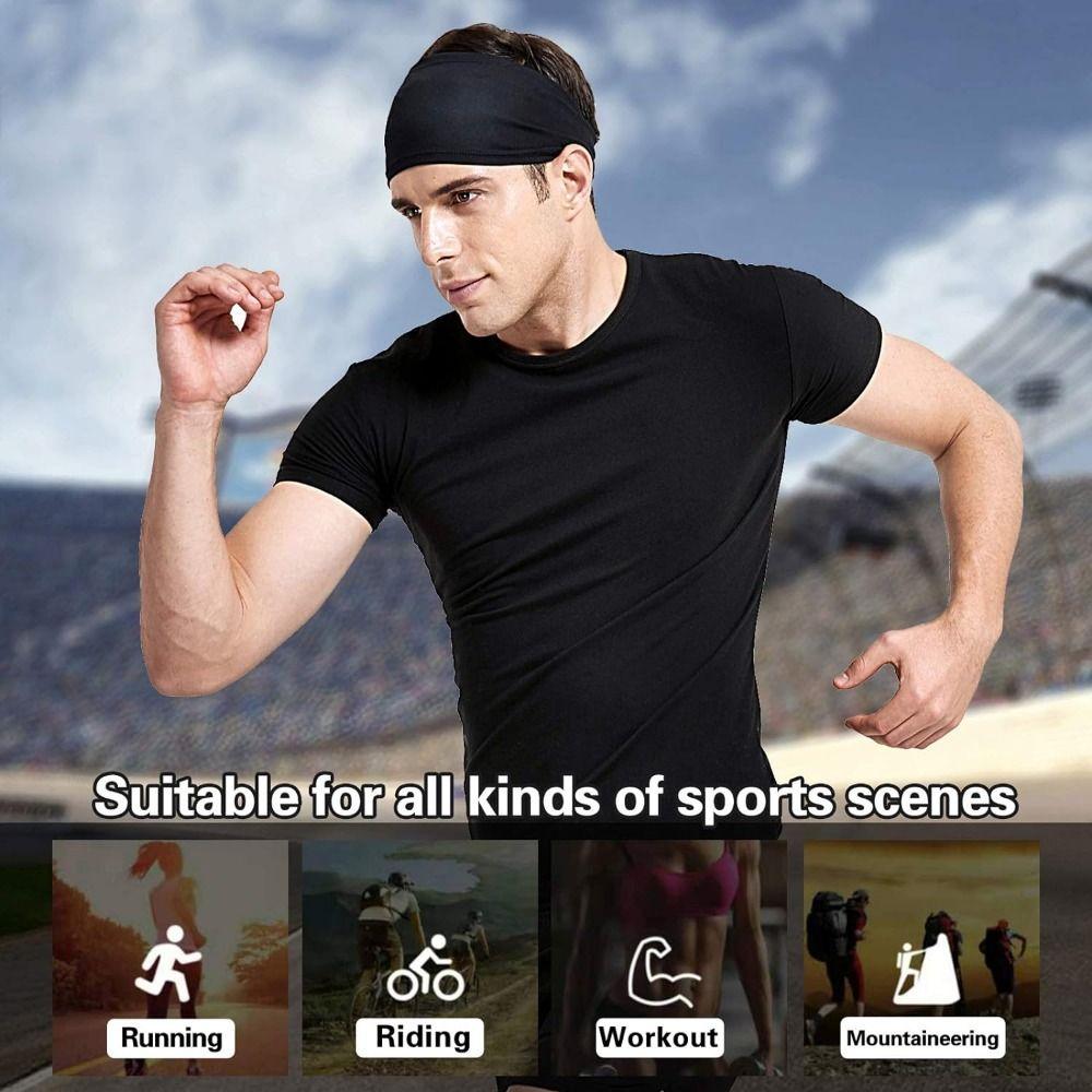 Non Slip Workout Headbands for Men Quick-Dry Men‘s Sports Hairband Stretchy Sweatband  Fitness