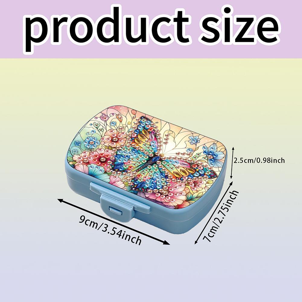 Butterfly Diamond Painting Medicine Box Diamond Art Pill Storage Box for Travel