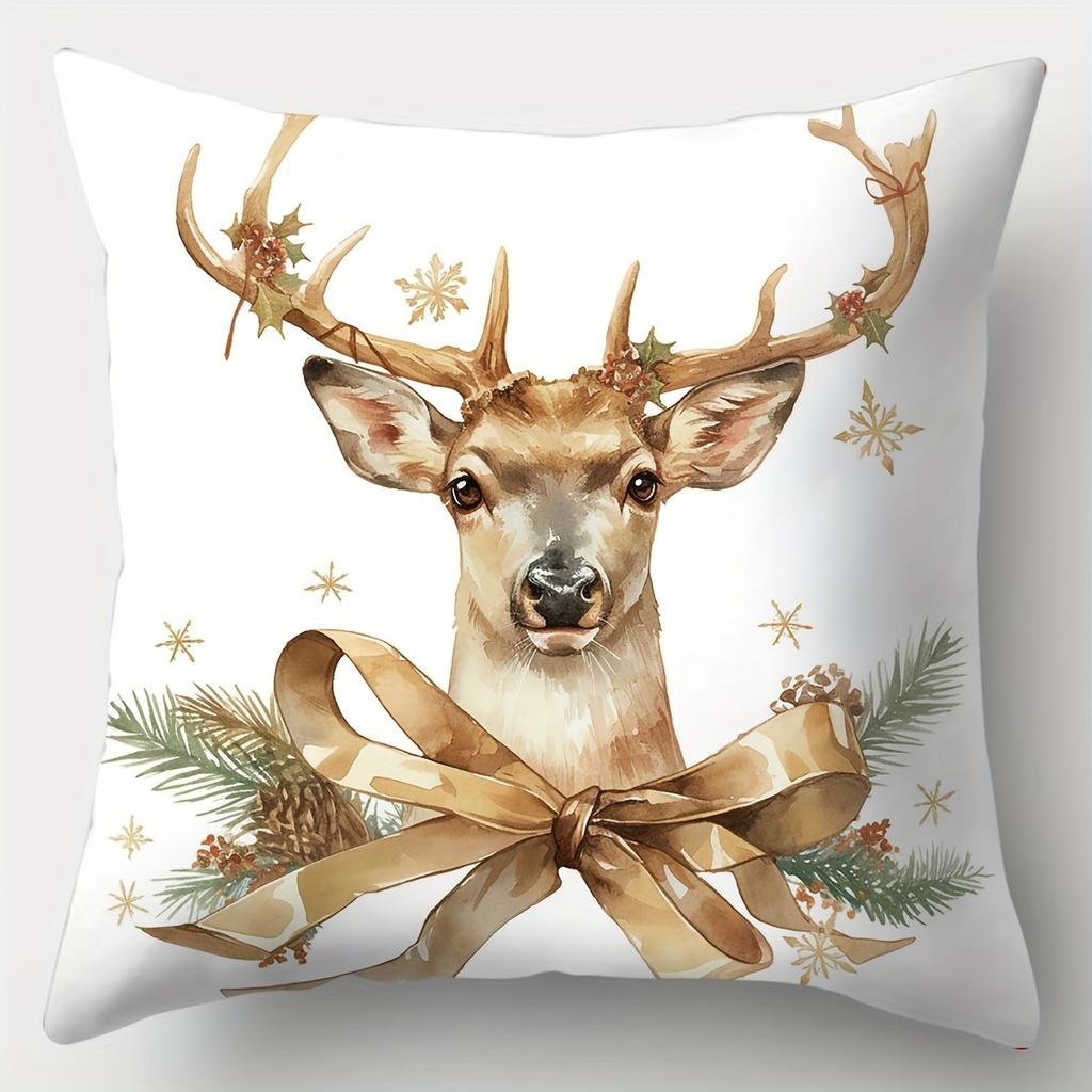 Christmas Decorative Pillows With Gift Bell Deer Pattern Polyester pillowcase, sofa decorative cushion cov Headboard Pillow