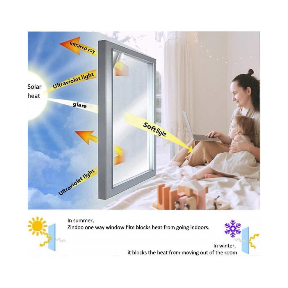 Window Film Privacy Window Film Mirror Window Film One Way Anti Heat Anti UV Privacy Protection for Window Office Home Store 40300CM