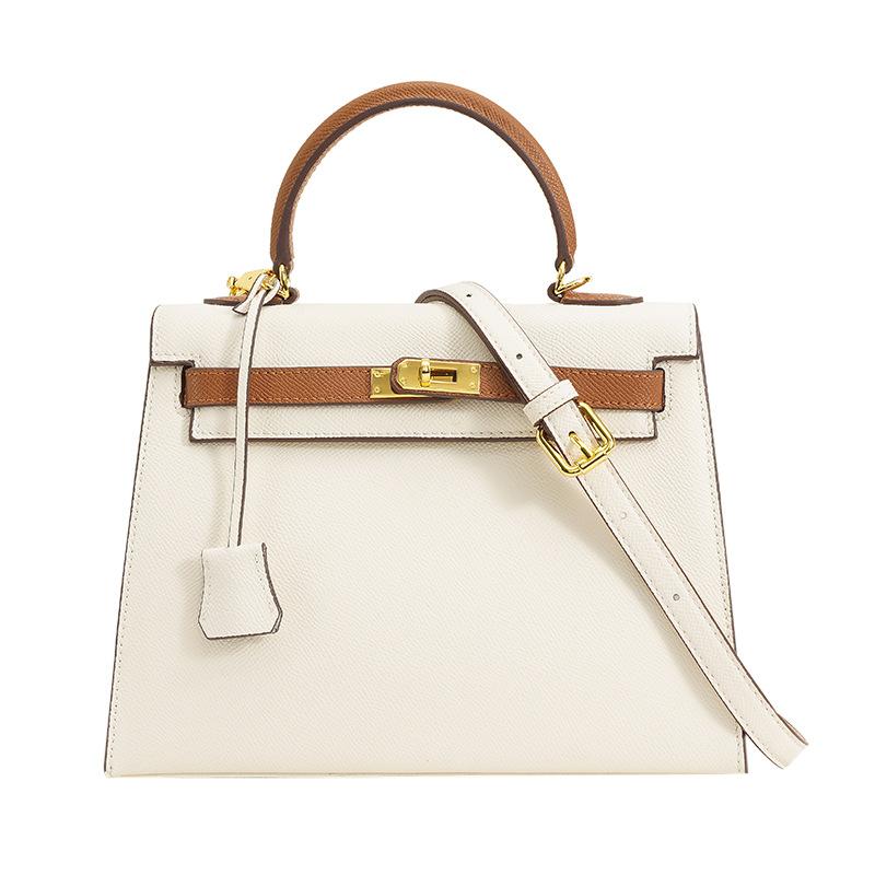 Haute Couture Palm Pattern KL Bag 25cm Second Generation Contrasting Color Half-hand Leather Shoulder Crossbody Bag Women's Mini